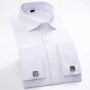 Uzun Kollu erkek Gömlek Örgün Katı Renk Erkekler Elbise Gömlek Fransız Manşet Kesit Yaka Cep Erkek Giysileri Yemeği Düğün Bahar