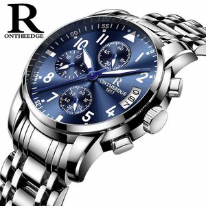 ONTHEEDGE Men's Watches  Steel  Quartz Wrist Watches Luminous Hands Men Male Waterproof Sport Watch Relogio Masculino