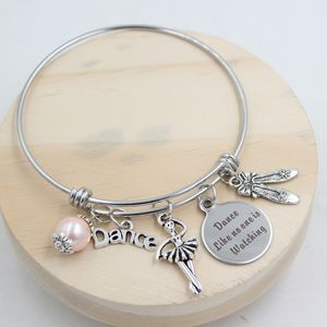 Großhandel neue Ankunft Ballettschuhe Tanz Ballerina Charm Armband Edelstahl Draht Armreif Geschenk Bijoux