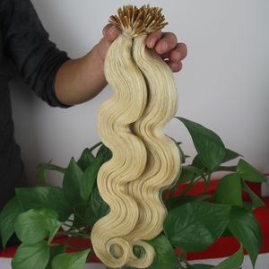 Тело волны I-наконечники предварительно связанные волосы наращивания волос 100s 613 блондинки бразильские неремитные волосы предварительно связанные 100 грамм I-Tip