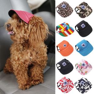 Pet Köpek Giyim Kap Küçük Köpekler Beyzbol Visor Şapka Kulak Delikli Yavru Sunbonnet Kapaklar Yaz Doggie Headwar 11 Tasarımlar YW898-ZWL