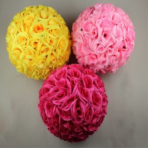50 cm Dia Zarif Gül Çiçek Topları Yapay Buket Düğün Öpüşme Topu Centerpiece Süslemeleri Beyaz Kırmızı Mor Pembe Sarı Stokta