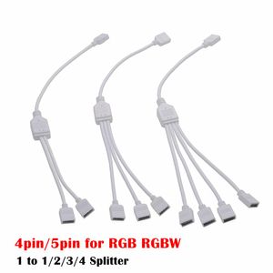 RGB RGBW 4-контактный 5-контактный разъем провода от 1 до 2/3/4 Женский разветвитель разъем-удлинитель для 3528 5050 5630 светодиодная лента