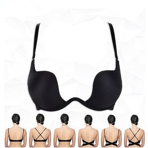 Kadınlar Derin U Seksi Backless Bra Lingerie Ultra Düşük Kesim Iç Çamaşırı Sütyen Push Up Sütyen Kadınlar Intimates Için Bralette