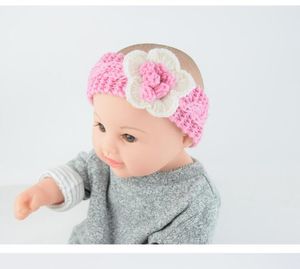 Yenidoğan Bebek Kız Moda Yün Tığ Kafa Çapraz Örme Hairband çiçek Dekor Kış sıcak Bebek Kulak Isıtıcı Başkanı Headwrap