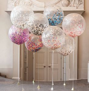 36-inch Yuvarlak Şeffaf Parti Dekorasyon Kağıt Balon Yeni Sıcak Düğün Düzeni Büyük Konfeti Balonları Toptan
