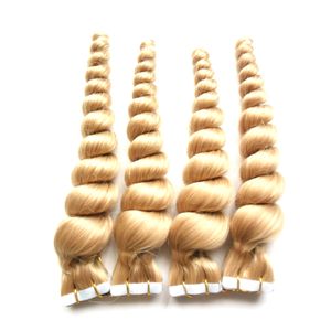 Оптовая дешевая 8А блондинки ленточные волосы свободные волнистые 200 г ленты ленты 18 