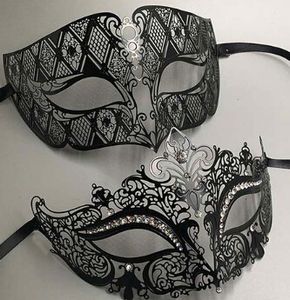 Metal Filigree Rhinestone Venetian Masquerade Casal Máscara Par Esfera Evento de Casamento Festa de Casamento Máscara Lot Traje Homens Mulheres