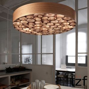 Moderne Farbe Holz Kunst LED Kronleuchter Decke Restaurant Hotel Café Bar Beleuchtung Schlafzimmer Anhänger Lampen Wohnzimmer Studie MYY