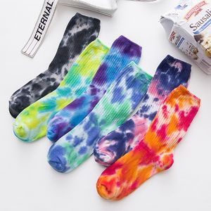 Hochwertige Baumwoll-Skate-Socken für Herren, kniehoch, lustig, zum Radfahren, Laufen, Wandern, Batik-Socken