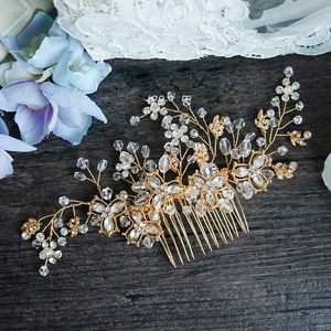 Großhandel - Kristall Braut Haar Rebe Kamm Blume Kopfschmuck handgemachte Vintage Hochzeit Haarschmuck Zubehör Frauen Kopfbedeckungen