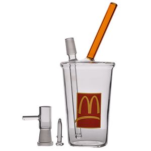 Mini Beher Bong McDonald Fincan Fıskiye Su Bongs Kalın Cam Bongs Su Boruları Petrol Kuyuları Nargile 14mm 8.1 Inç