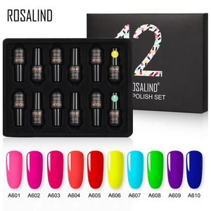 12PCS / LOT Розалинда Гель для ногтей Набор для ногтей 7ML УФ Pure Colors Набор Semi Постоянный Nails Art для маникюра Набор гель-лак