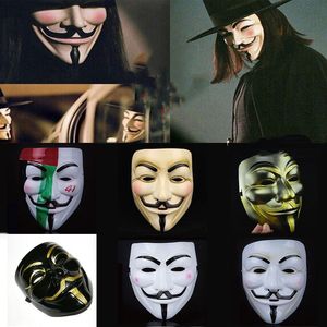 Vendetta Maskesi Beyaz Eyeliner Ile Siyah Sarı Maske Burun Deliği Anonim Guy Fawkes Fantezi Yetişkin Kostüm Cadılar Bayramı Partisi Maskesi DBC VT0771