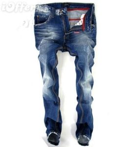 Мужские джинсы Дешевые мужские мужские разорванные байкерские брюки Слим подгонки мотоциклетные джинсовые брюки Hip Hop Hip Hop