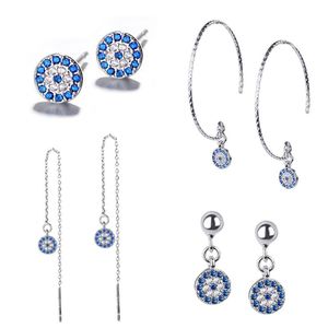 Blue Eyes Dangle Earrings Crystal Rhinestone Ear Studs Ear Chian Cuff For Women Gifts Makeup Jewelry