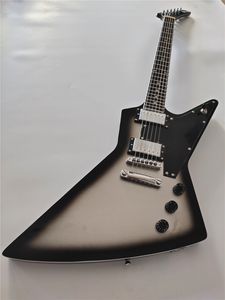 High-end tamamen yeni muskrat siyah ve beyaz hibrit high-end explorer kaz elektro gitar klasik gümüş
