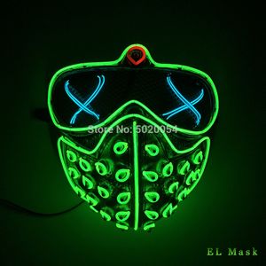 Высококачественные праздники Led Rave Маски Светящиеся партии EL маски Halloween косплей-Реквизит Часы Собаки Маска для мужчин Подарочные T200509