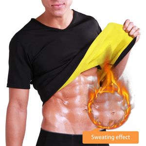 Shaper de corpo térmico masculino emagrecimento camiseta de t camisa 2019 compressão sólida slim camisa homens mangas curtas cintura roupas