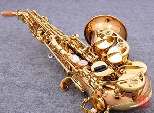 Yeni kavisli soprano saksafon s-991 gül altın pirinç sax profesyonel ağızlık yamaları pedler sazlar bükülme boyun