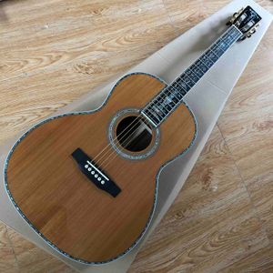 Özelleştirilmiş Katı Cedar Üst Akustik Gitar 39 inç Yaşam Ağacı Kakma Sunburst EQ Elektronik ile Tüm Gerçek Abalone Cilt
