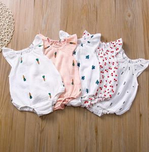INS Baby Girl Clothes Ruffle Toddler Rompers Cartoon Infant Girls Jumpsuits Sleeveless Newborn Playsuit Boutique Baby Clothing DW5233