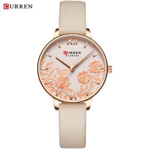 Новые часы Curren для женщин повседневная кожаный ремешок кварцевый наручные часы роскошный лучший бренд золотые часы Смотреть женские классный женские часы