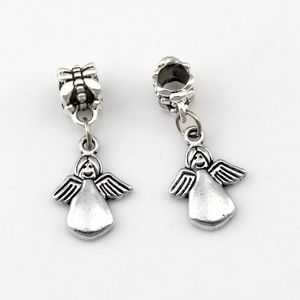 100 adet / grup Dangle Antik Gümüş Sevimli Melek Alaşım Charm Boncuk Takı Yapımı Için Bilezik Kolye Bulguları 12.2x30mm