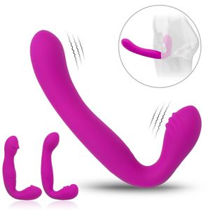 Erótico lésbica strapless strapless vibrador duplo vibradores recarregável pegging pau duplo terminou dildo sex shop sexo brinquedos para mulher y191022