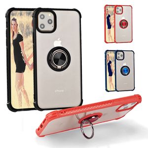 Для iPhone 11 Pro Max XS XR X 8 Plus Phone Case Clear ТПУ бампер PC жесткий задняя крышка магнитное кольцо Автомобильный держатель