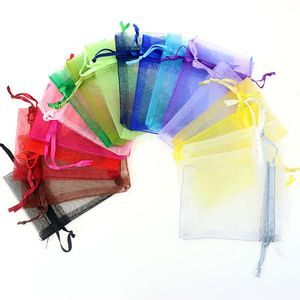 Jewelry Bags mixed Organza gift bags Jewelry Wedding Christmas Party Xmas Bags Purple Blue Pink With Drawstring 9*12cm 7*9cm kinds of size