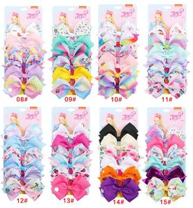 126 Cor 5 Polegada Cabelo Bow Girl Print Barrettes Bonito Acessórios Bebê Unicorn JoJo Siwa Arcos 6 pcs / Cartão Embalagem