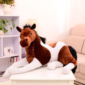 Simulação animal cavalo deitado brinquedo de pelúcia recheado cavalo macio boneca 4 cores presentes de aniversário para decoração de crianças