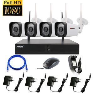 Anspo 1080P Wifi Kablosuz CCTV Kamera Sistemi Su geçirmez Ev Gözetleme Güvenlik Sistemi Tak ve P2P NVR