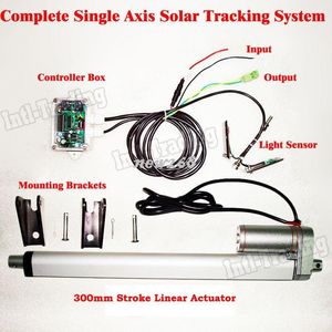 Freeshipping 1KW Complete Single Axis Solar Tracking System Kit- 300mm Linear Actuator &Electric Controller For PV Sunlight Solar Tracker