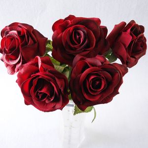 12 Pcs Real Toque Rosa Flores Artificiais Rosas Abrir Umidade Falso Única Rosa Natural Procurando Flores Rosa 15 Cores para o Casamento flor