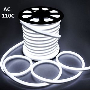 AC 110V Neon Rope LED Faixa de Cor Única 50 metros ao ar livre IP67 5050 SMD Luz 60LEDs / M com alimentação Cuttable a 1 metro