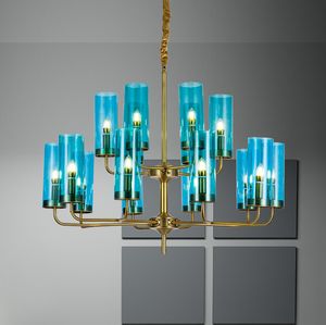 China blue glass chandelier crystal LED lamp 10 heads Modern Living room restaurant study bedroom Home lighting Suspension