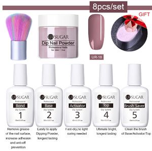 8Pcs/set Dipping Nail Glitter Powder Kits Gradient French Nail Natural Color Holographic Pigment Dry Without Lamp Cure