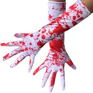 Novo estilo horror vermelho luvas de sangue mulheres cosplay halloween adereços tema festa fantasma mão luvas longas máscaras acessório 1 par