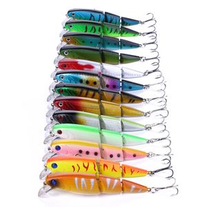 HENGJIA 13 renkler Çoklu Mafsallı Minnow Balıkçılık Lure Sert Bass Bait Swimbait İçin BassTrout 10.5cm 14g Ücretsiz gönderim