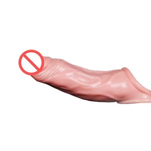 Silicone Penis Extender luva reutilizável Masculino Aumento Cock Ring Ampliar ereção Dildo Alargamento Sex Toys Para os homens, adultos Produtos