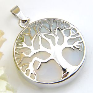 Luckyshine Baum des Lebens Anhänger Vintage Wunderschöner runder weißer Mondstein Edelsteine Silber für Frauen Schmuck Australien USA Anhänger