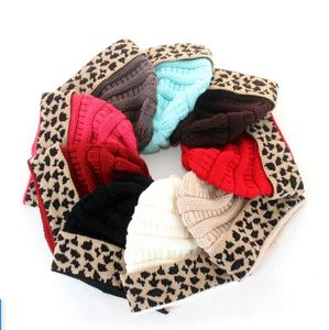 Örme Kadın Kış Şapkaları Leopar Patchwork Örme Beanies Erkek Açık Hava Spor Kayak Sıcak Kafatası Kapakları Unisex Yün İplik Tığ Şapkası WCW783