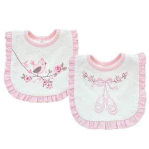 2 camadas algodão bebê rosa flores lace bibs impermeável bandana meninas bordadas bordas brown panos toalha de roupa