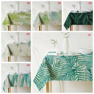 Green Plant Print Tablecloth Linen Waterproof Table Cloth Art European Table Cover For Party Home Decoration Tablecloth Wholesale VT0532