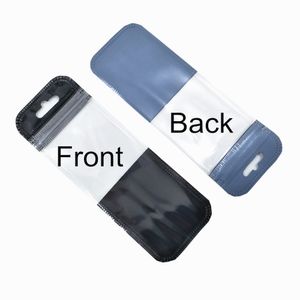 Siyah Öz Mühür Fermuar Çanta asın Delik Tasarım Elektronik Aksesuarları Takı Kolye Depolama Kılıfı Şeffaf Pencere Plastik Ambalaj Torbaları 9 Boyutları