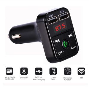 Ucuz Araba B2 B3 E5 Çok Fişli Bluetooth Verici 2.1a Çift USB Araç Şarj Cihazı FM MP3 Pansiyonlu Araba Kiti Destek TF Kart Handfree