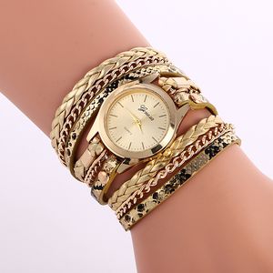 Модные наручные часы Красочные винтажные часы Weave Wrap Rivet женские кожаные браслеты наручные часы с цепочкой платье часы для женщин дам DHL Free