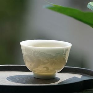 Keramik-Drachen-Teetasse, hochwertige Teetasse, Puer-Becher, hochwertiges Porzellan, kleine Teeschale